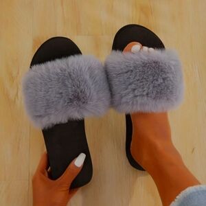 Fur Slippers Sandals Size 6